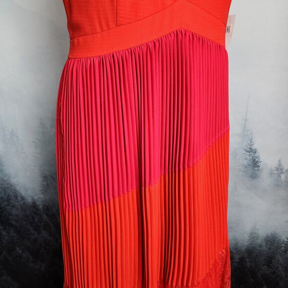 NWT Harlyn Pleated Mix Media Colorblock Evening Dress | Women's L - Picture 5 of 14